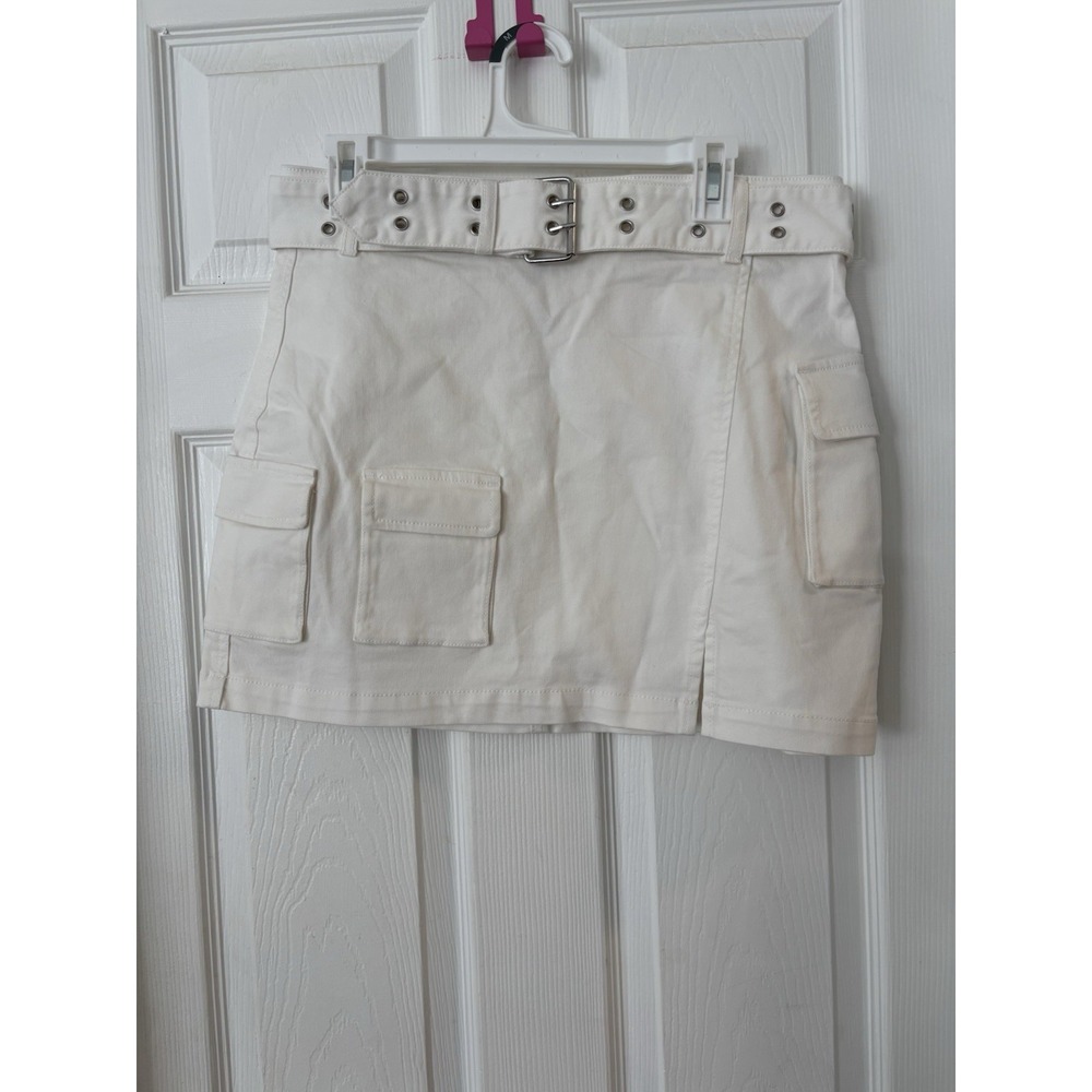 Juicy Couture Cargo Skirt w/‎ Belt White Tennis Skirt Size 32 XLarge Retro NWT